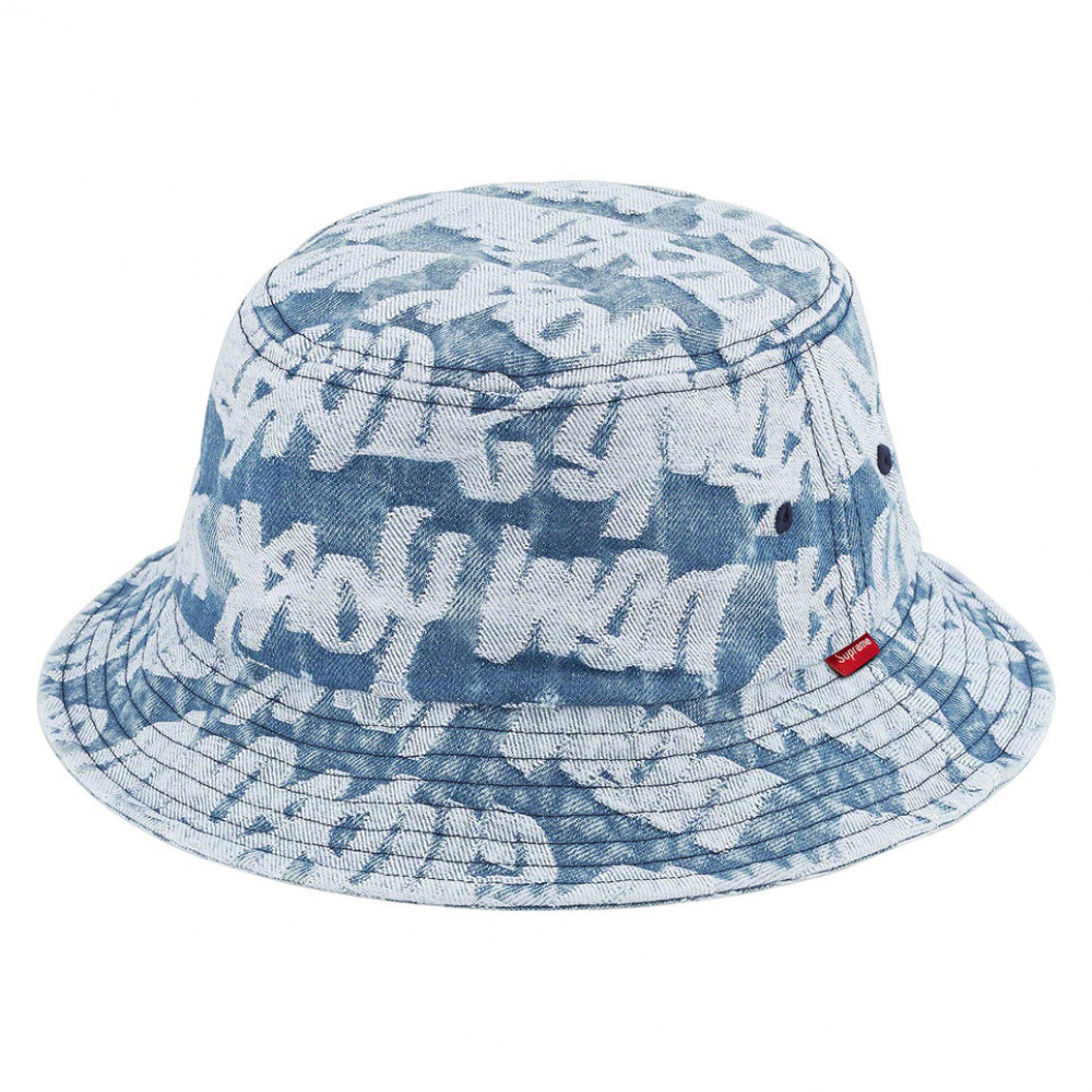 Supreme Fat Tip Jacquard Denim Bucket Hat (Blue)