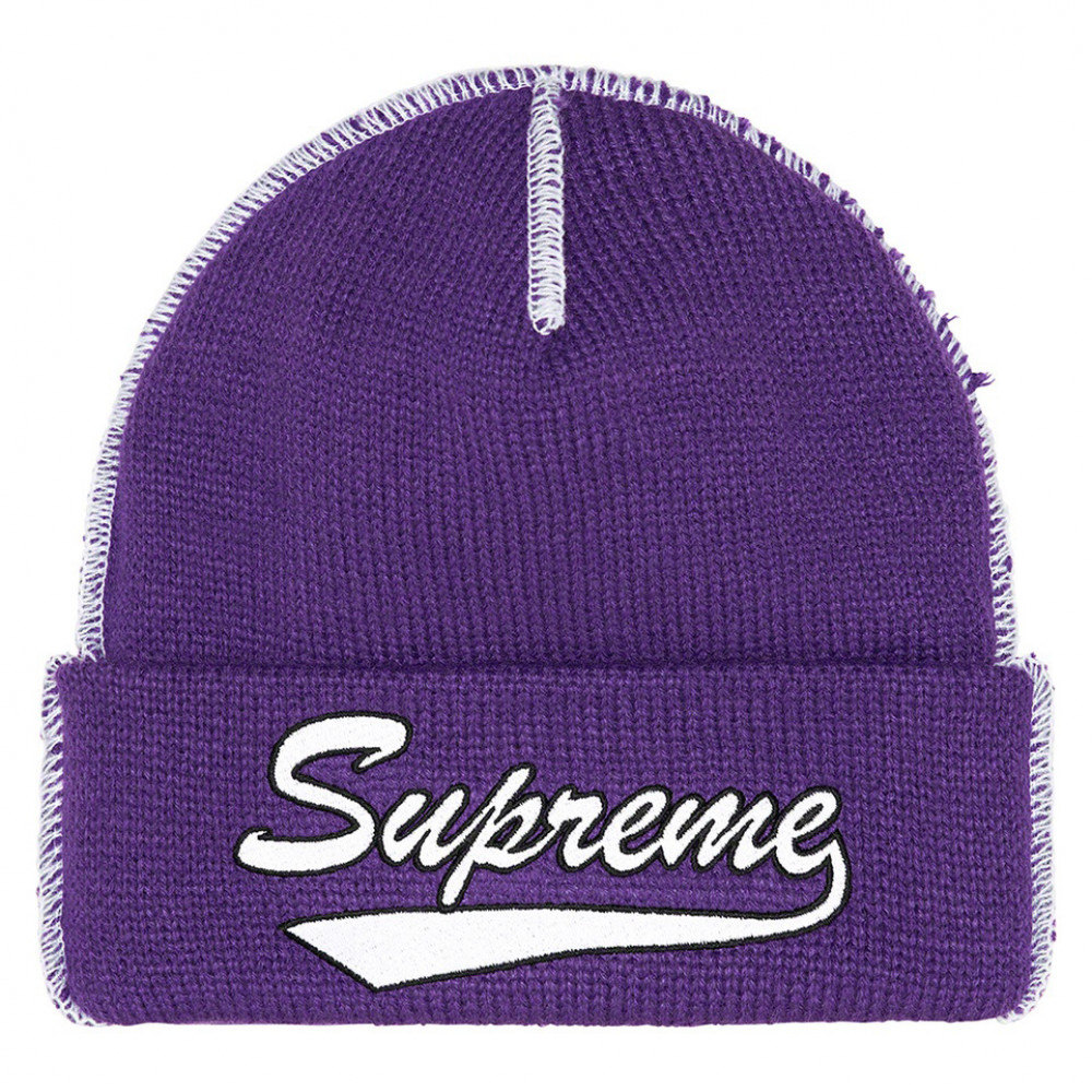 Supreme Contrast Stitch Beanie (Purple)