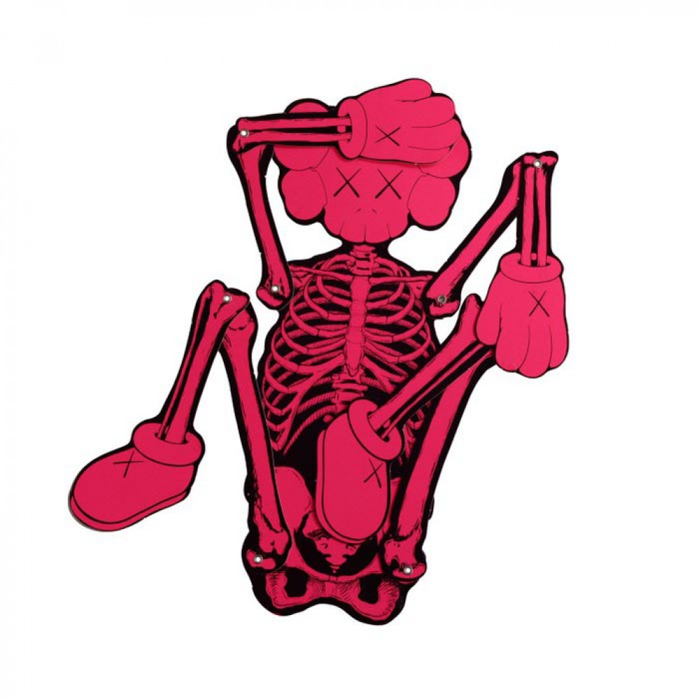 KAWS Skeleton Board Cutout Ornament (Pink)