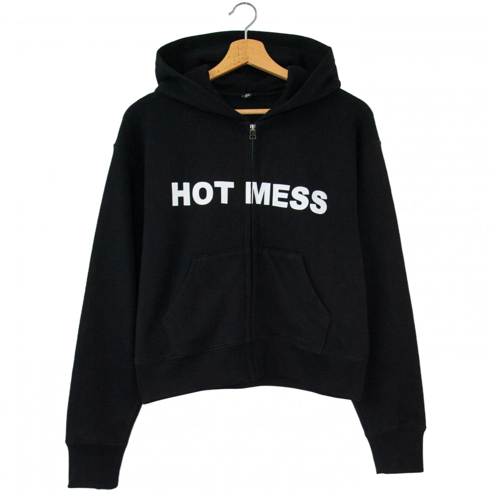 MESS Hot Mess Cropped Hoodie (Black)