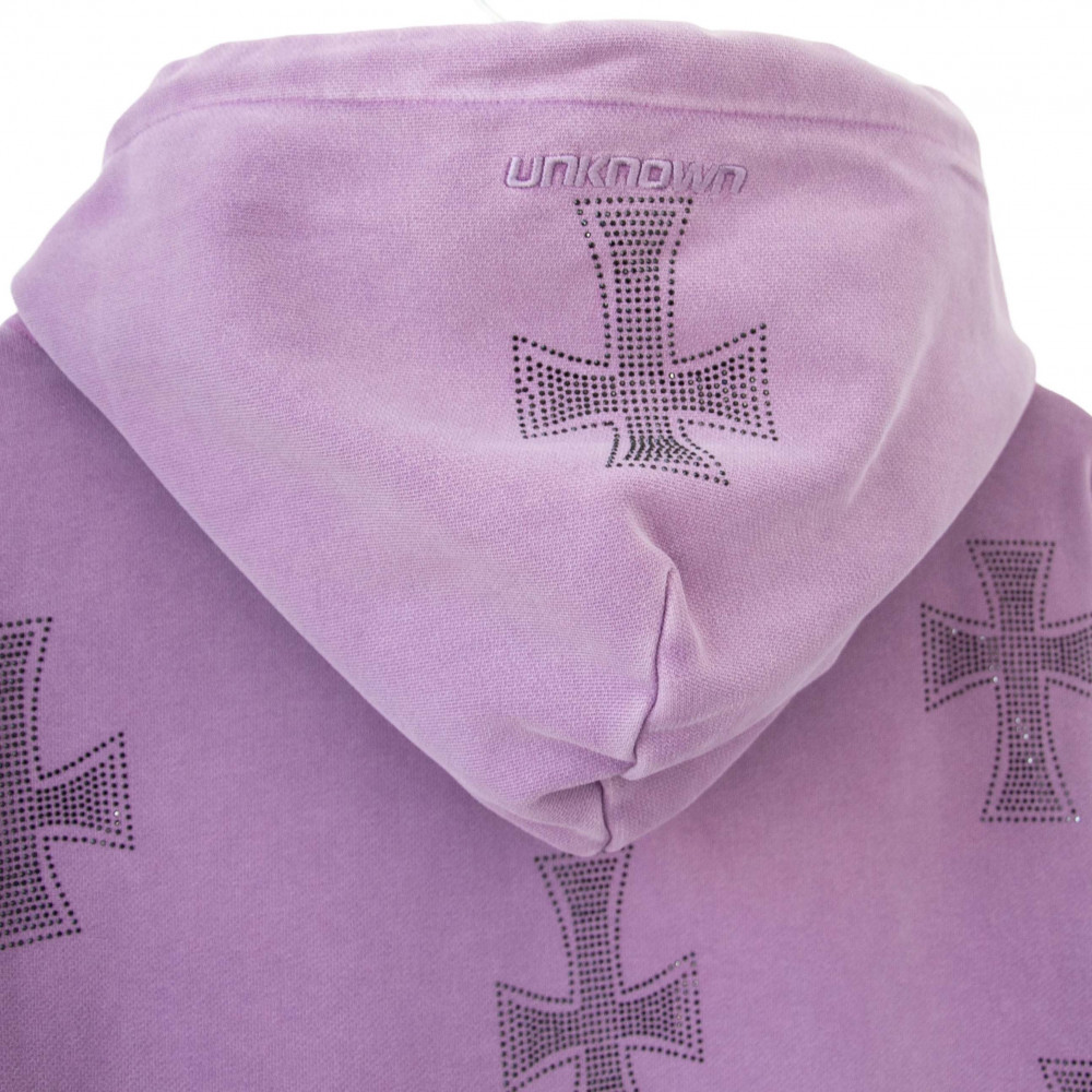 UNKNOWN Rhinestone Cross Hoodie (Purple/Black)