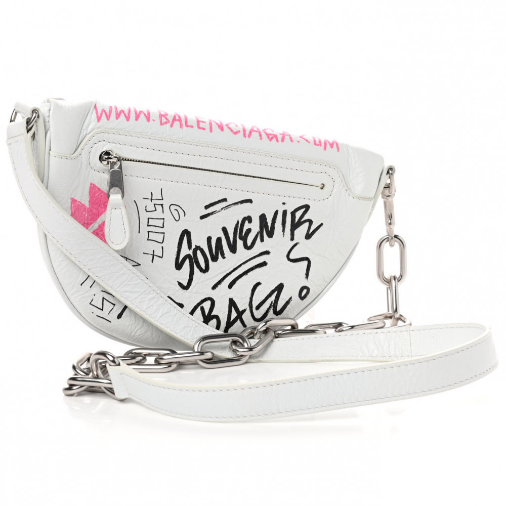 Balenciaga Souvenir Graffiti Belt Bag (White)