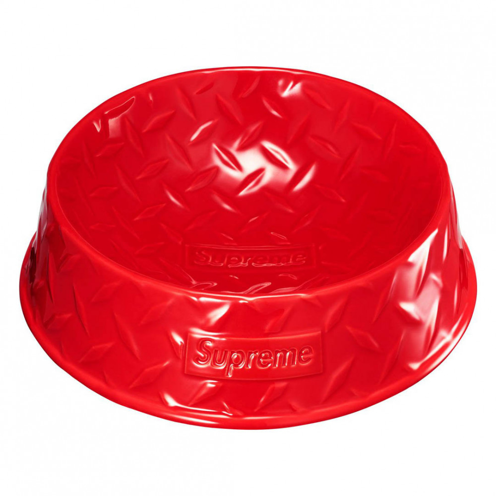 Supreme Diamond Plate Dog Bowl (Red)